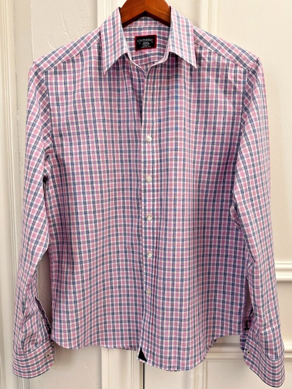 UNTUCKit Shirt Men's Small Wrinkle Free Plaid Button Down Cotton Modern Classic